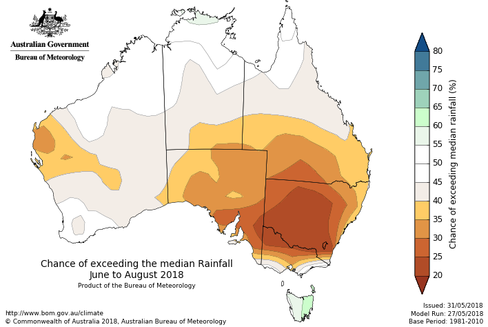 Rainfall outlook for winter across Australia