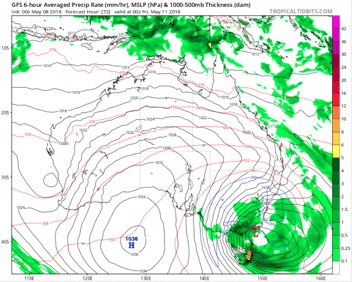 Synoptic chart and forecast precipitation for Australia