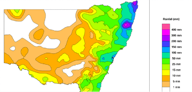 Total Rainfall Map NSW - October 16th, 2018