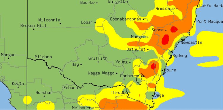NSW Thunderstorm Probability - 19th December 2018