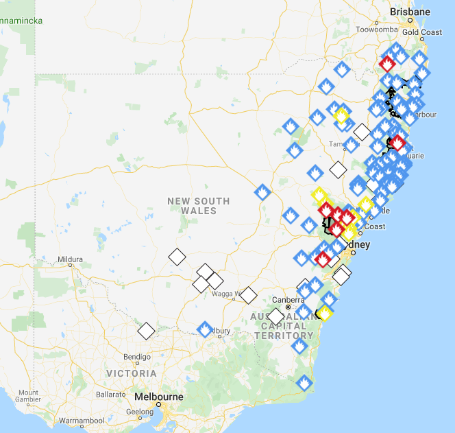 Fires across NSW (Rural Fire Service)