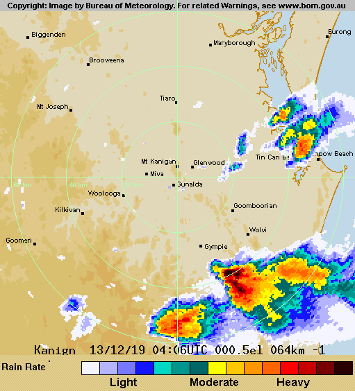Severe Thunderstorms - Radar Image Gympie Hailstorm 2:06pm.