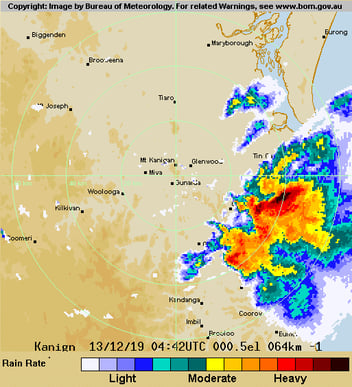 Severe Thunderstorms - Radar Image Gympie Hailstorm 2:42pm