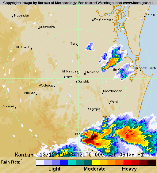 Severe Thunderstorms - Radar Image Gympie Hailstorm 1:42pm