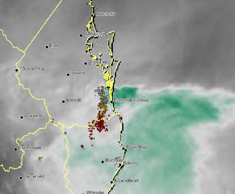 Severe Thunderstorms - December 8th, 2019 - EWN Lightning Tracker overlay with satellite imagery.