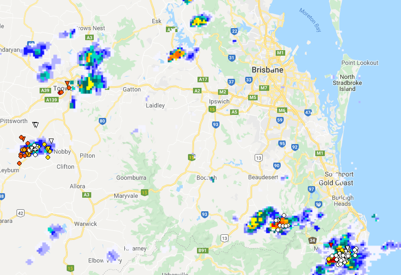 Current EWN Radar w/lightning overlay (12.45pm)