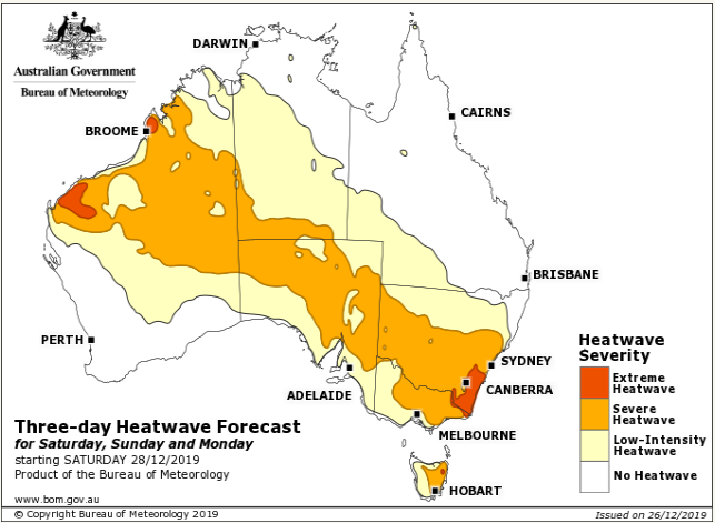 BoM Heatwave forecast for Saturday, Sunday and Monday