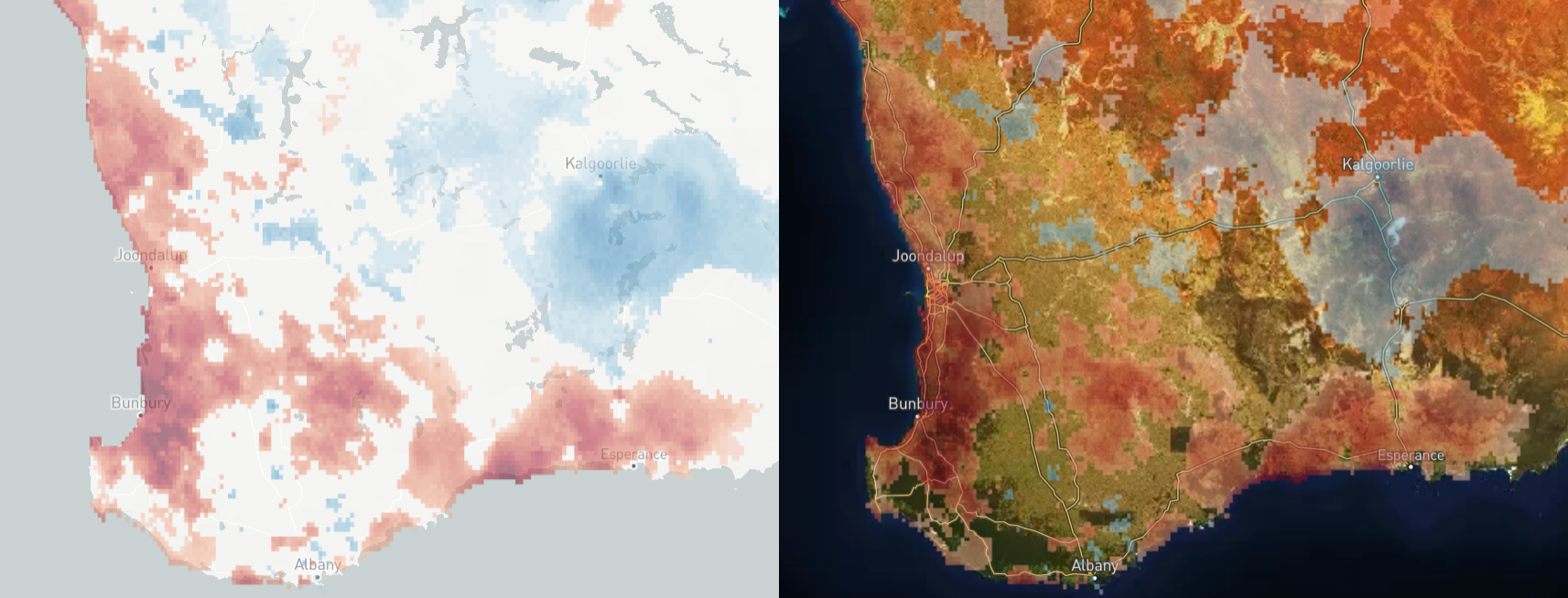 Climatics Data showing severe drought conditions in Southwest WA