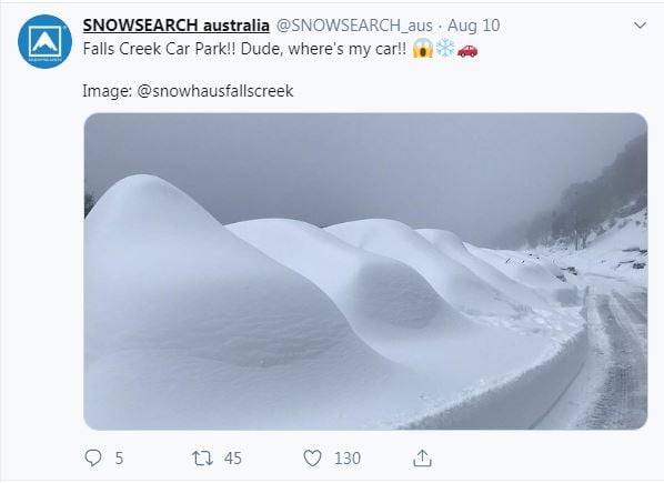 Via Twitter from Snowsearch Australia at Falls Creek, NSW.