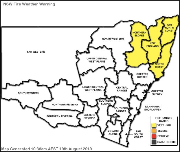 EWN generated fire danger rating NSW