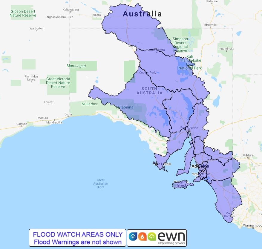 EWN flood watch map for South Australia