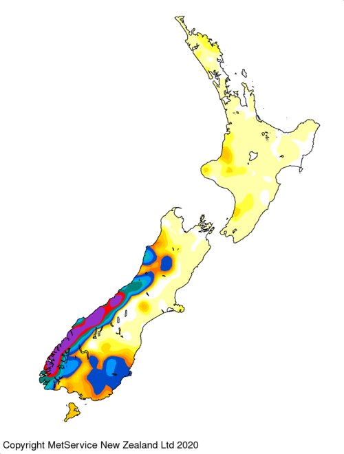 MetService Cumulative Rainfall - 7 days as at Monday, 3rd February, 2020
