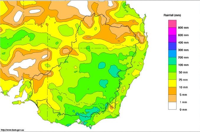 Total rainfall to the 23rd of April, 2020 over the Murray Darling Basin