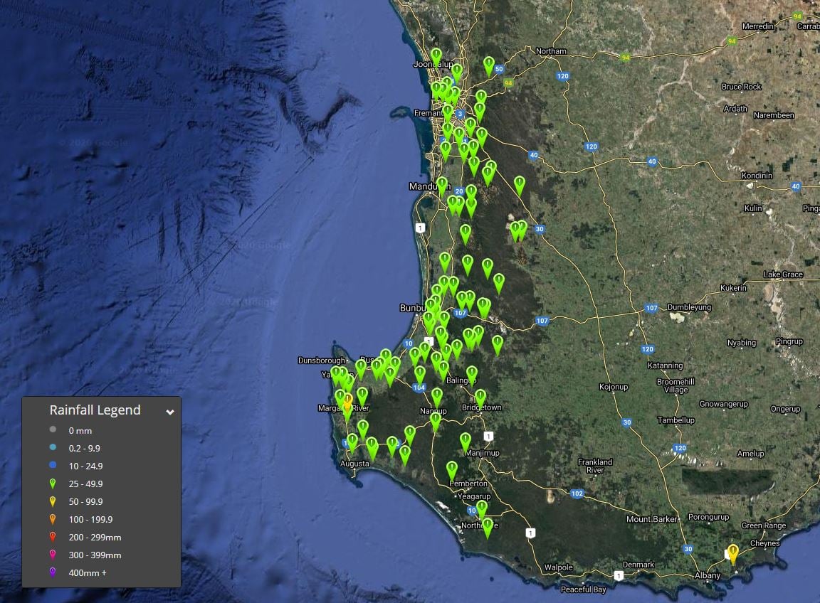 96 hour rainfall totals to 9am 14/07/2020 - Western Australia