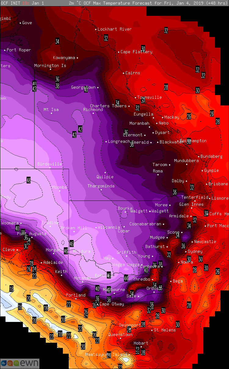 Eastern Australia Temperature Forecast Map