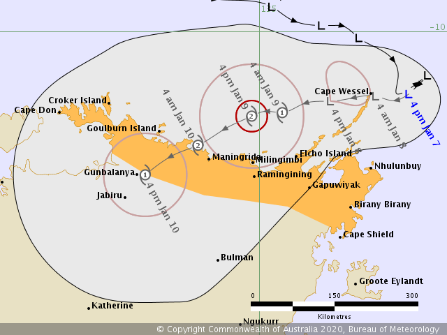 Current forecast track of the tropical low/cyclone