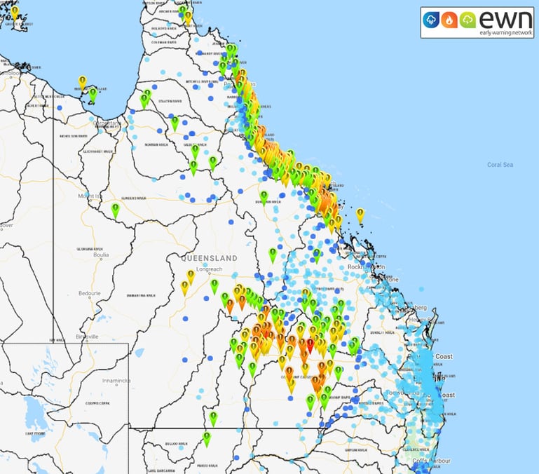 QLD 24 hour rainfall totals to 9:00am 23/02/2020 via EWN Rainfall Interface.