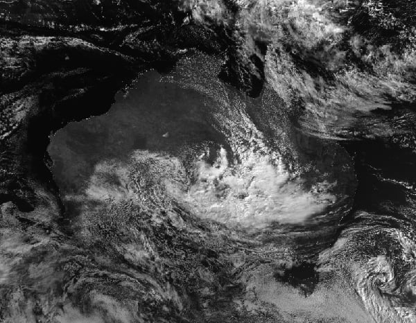Satellite image on the afternoon of Thursday 6 August, 2020 showing thick cloud over the continent