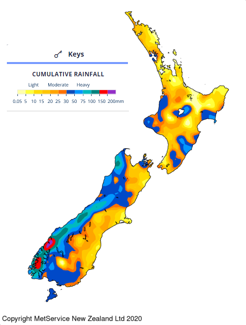 New Zealand 7-day Rainfall Outlook - 3rd September 2020