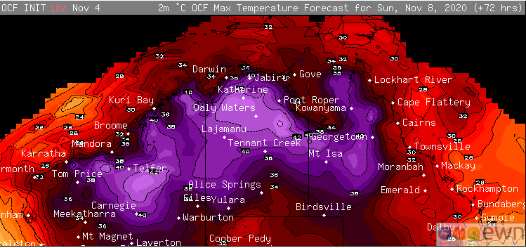 Image 2: OCF Forecast Maximum temperatures on Sunday 8th November, 2020