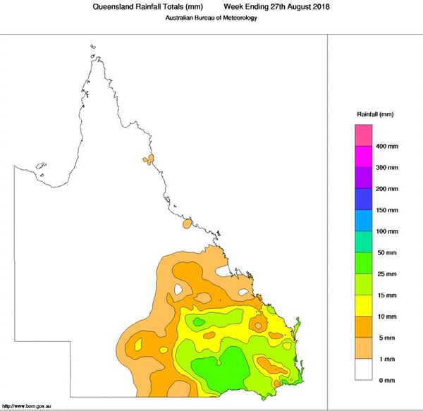 Queensland Rainfall totals 27 August 2018
