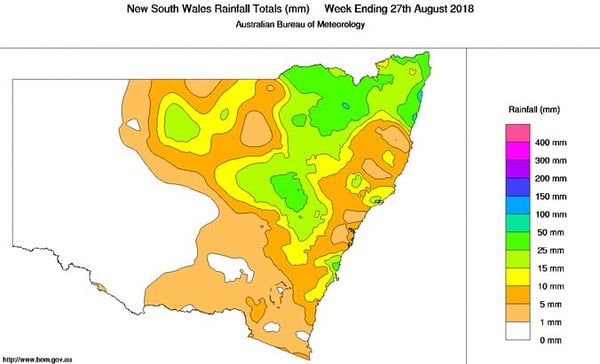 NSW rainfall totals 27 August 2018