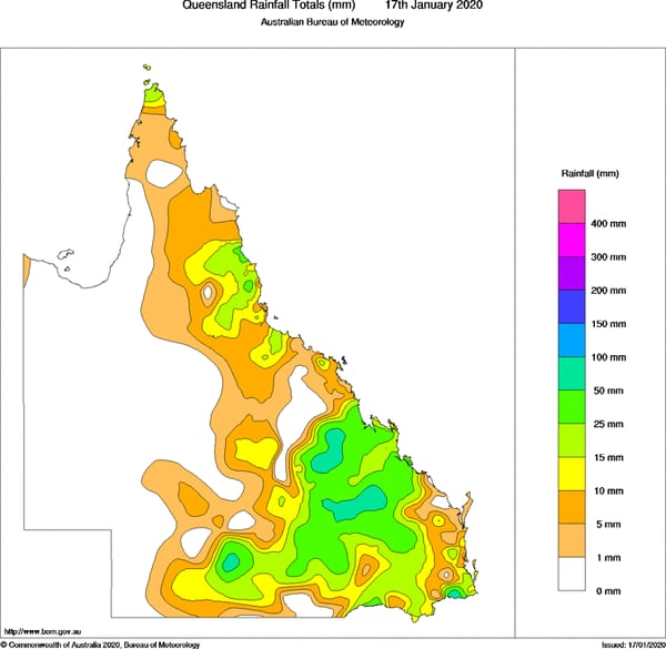 Rainfall recorded in the 24 hours to 9am across Queensland