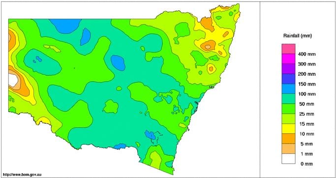 BoM past week rainfall totals NSW