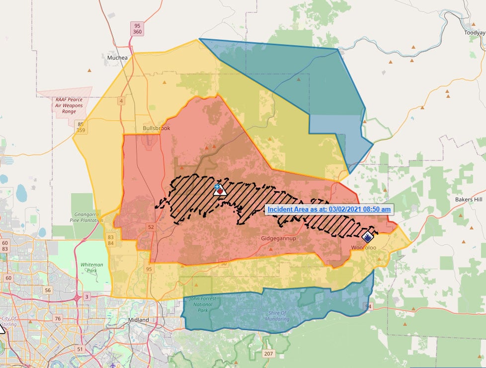 Bushfire Emergency Area via the Emergency WA website.