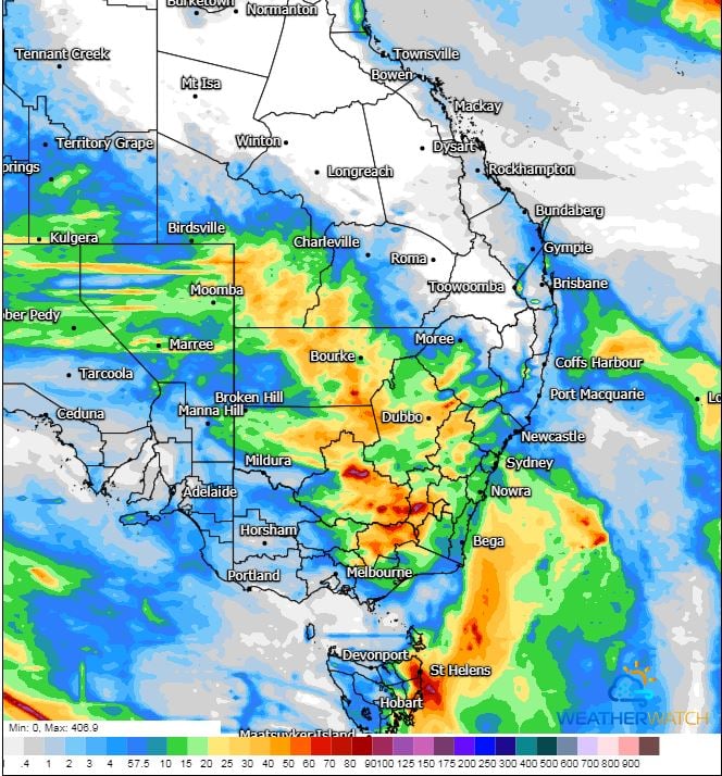 Access G rainfall accumulation next 84hrs. Image via WeatherWatch.