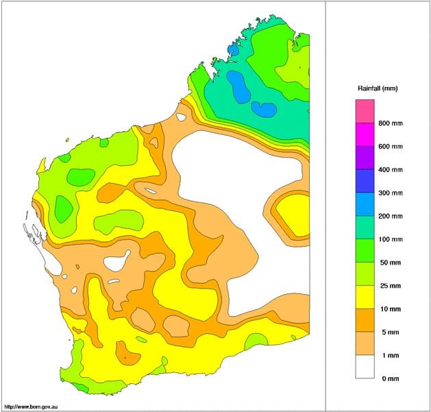 BoM Month to date rainfall totals. March 1st - March 18th, 2020.