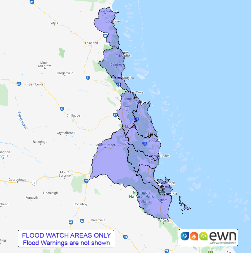 EWN generated flood watch for North Queensland.