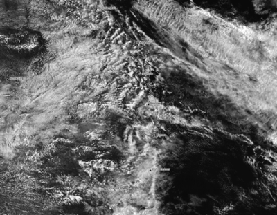 Image 2: Visible satellite image showing the showery conditions in response to the upper low over northern NSW and southern QLD on 10th March