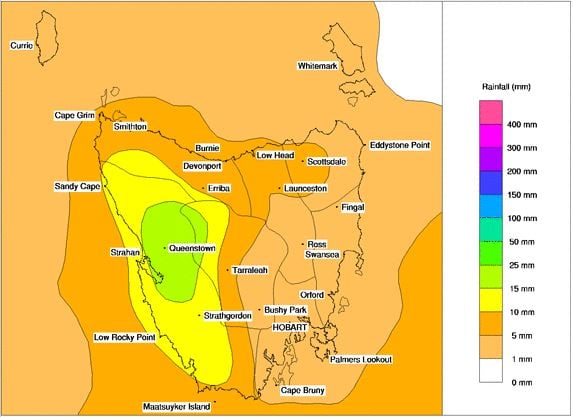 Bureau of Meteorology forecast rainfall,