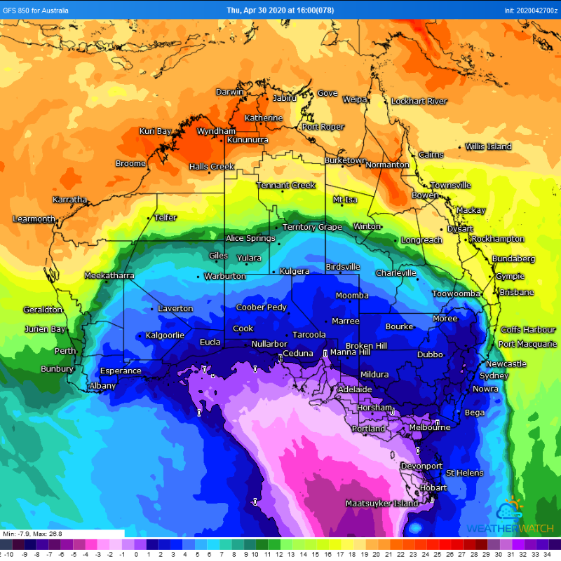 Rainfall accumulation across the next 96 hours from the ACCESSG Model