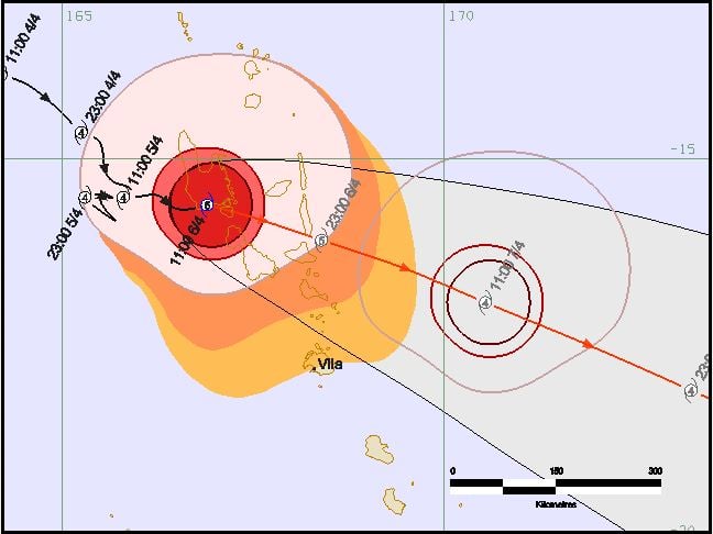 Tropical Cyclone forecast track via Vanuatu Meteorology and Geo-Hazards Department