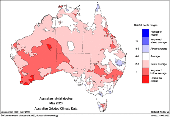 May 2023 rain deciles