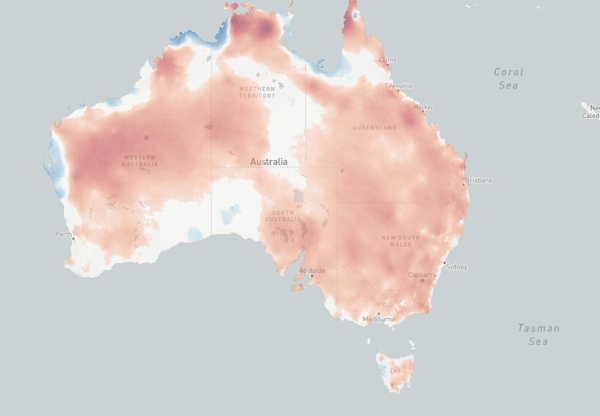 Climatics extreme heat areas Australia
