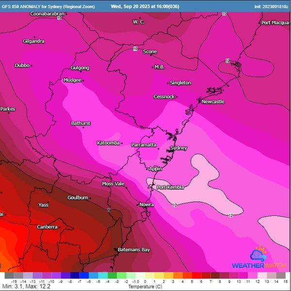 Sydn 850 temp anomalies