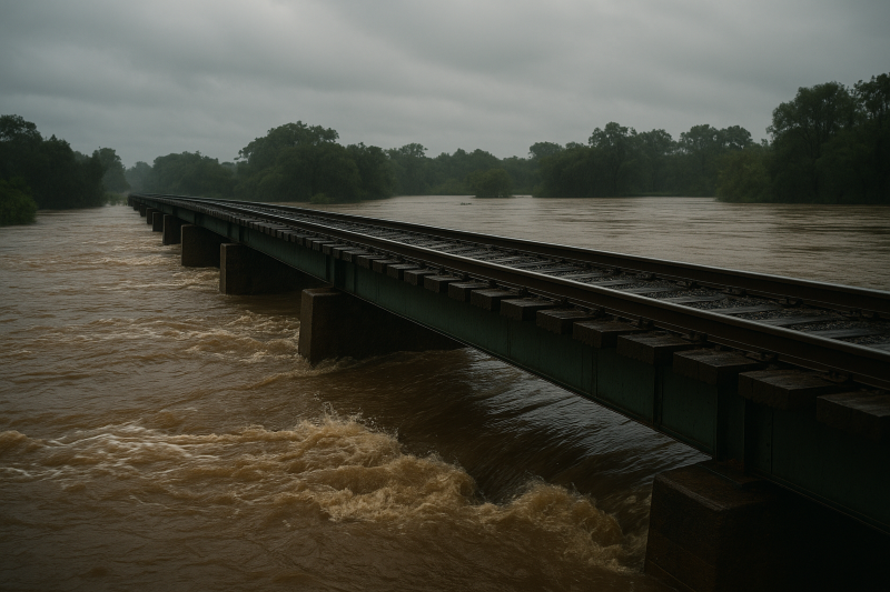 flooded rail tracks