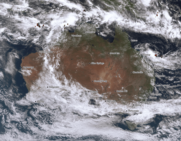 Cloud band over Western Australia on 13 March 2024