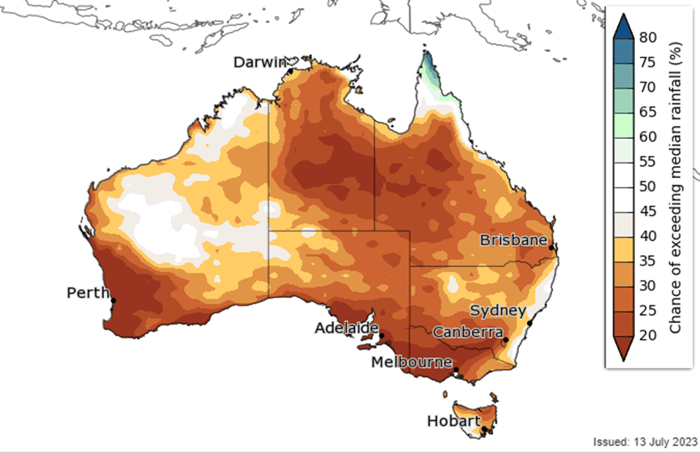 Bureau of Meteorology outlook for rainfall (