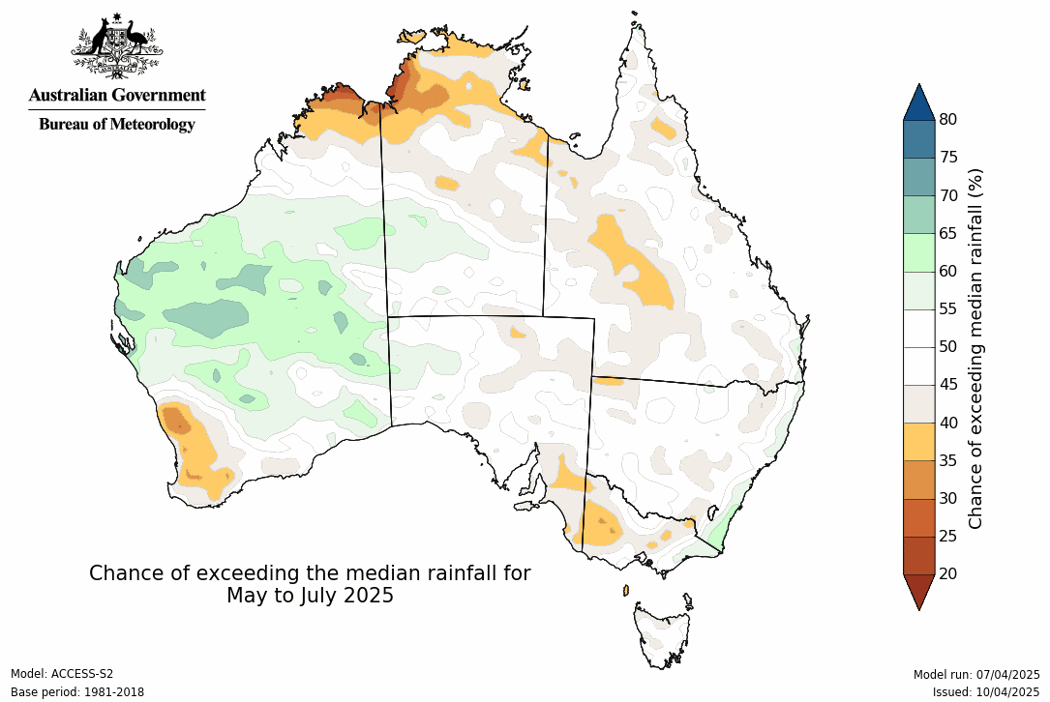 Australia’s May–July 2025 Weather Outlook