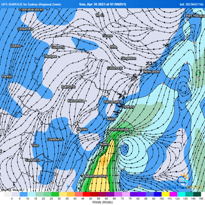 Strong winds on Sunday evening