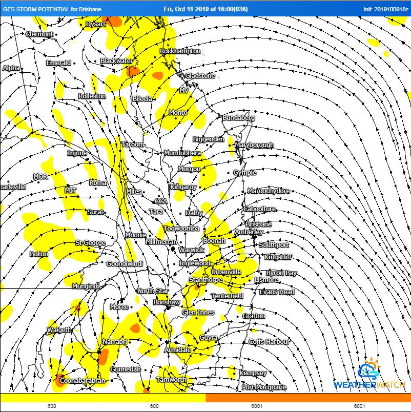 Image 2: GFS storm potential for Friday afternoon. WeatherWatch MetCentre