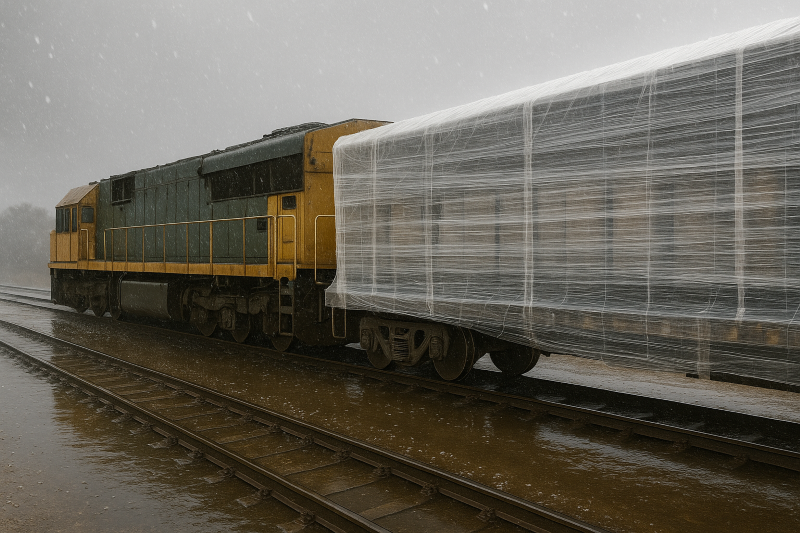 Train in Hailstorm