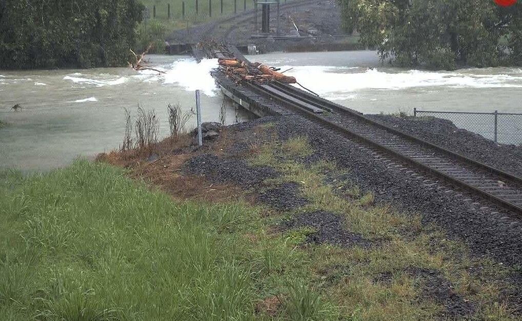 Tracks in in flood - image credit Queensland Rail